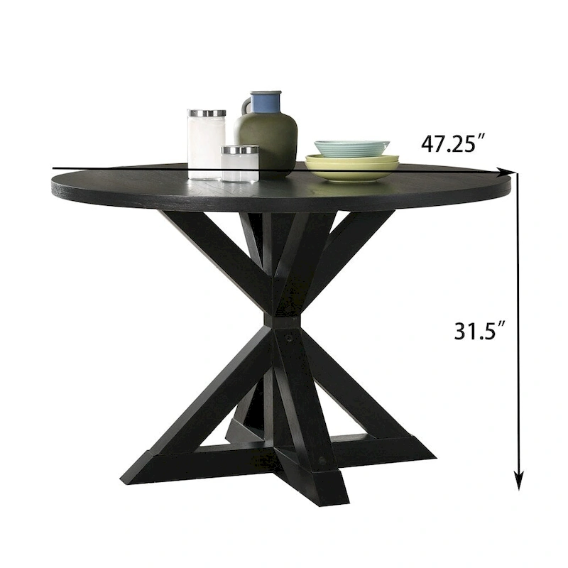 Cross-Buck Base Dining Table in Black