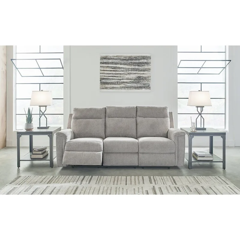 Gravel / Ash / Carbon Micro Chenille Power Reclining Sofa with USB Port - Fits 3 People