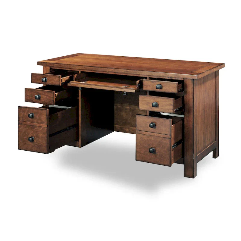 Aged Maple 54-Inch Executive Pedestal Desk