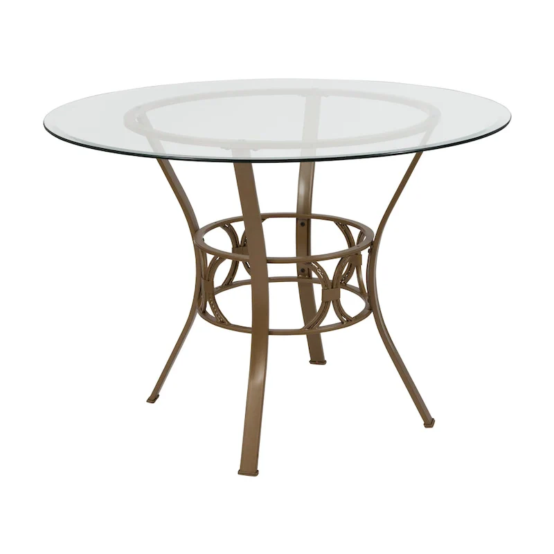 Clear Glass Round Dining Table with Metal Frame 42-inch