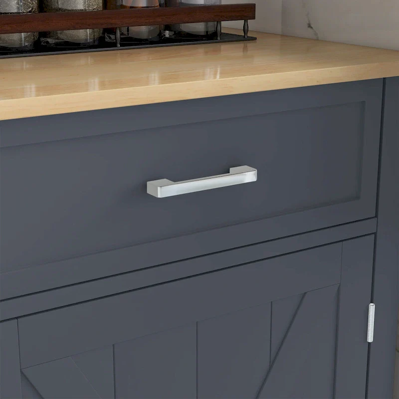 HOMCOM Rolling Kitchen Island with Drop Leaf Wood Breakfast Bar, Farmhouse Kitchen Cart with 2 Drawers, Dark Gray