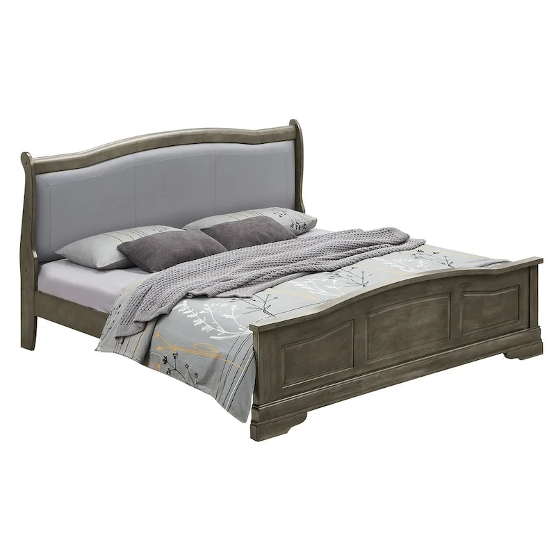 Louis Philippe Upholstered Wood King Panel Bed