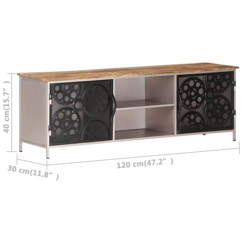 vidaXL TV Stand 47.2x11.8x15.7 Rough Mango Wood