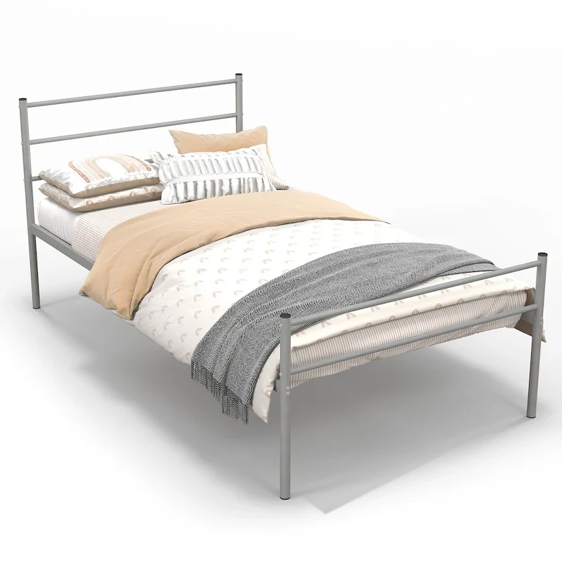 Costway Twin Metal Bed Frame Mattress Foundation No Box Spring Needed