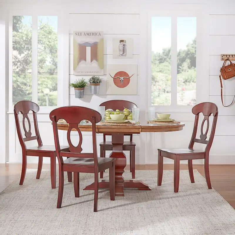 Two-Tone Oval Solid Wood Dining Table