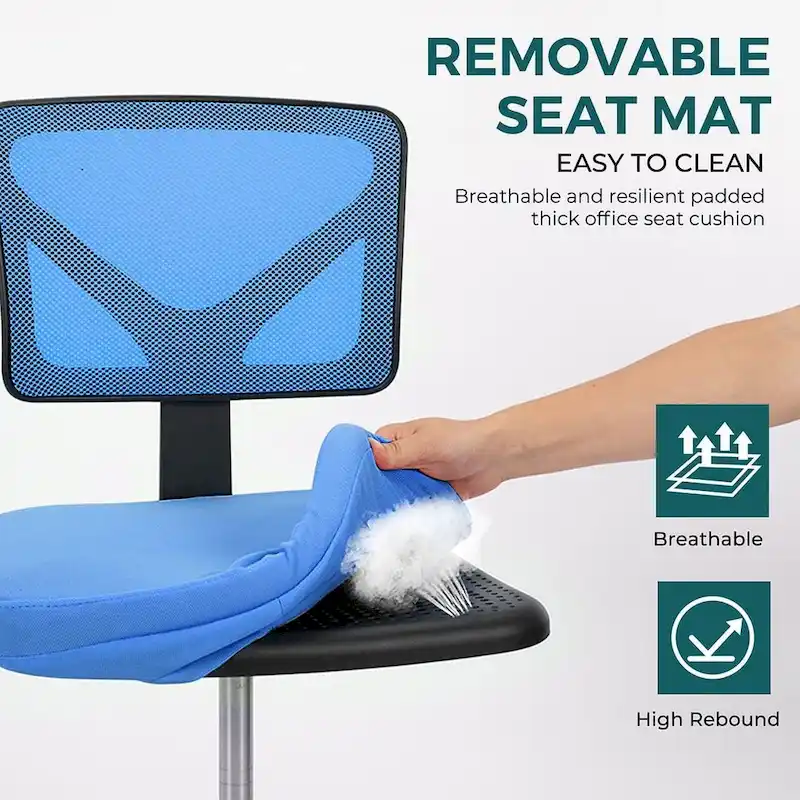 Armless Small Office Desk Chair with Back