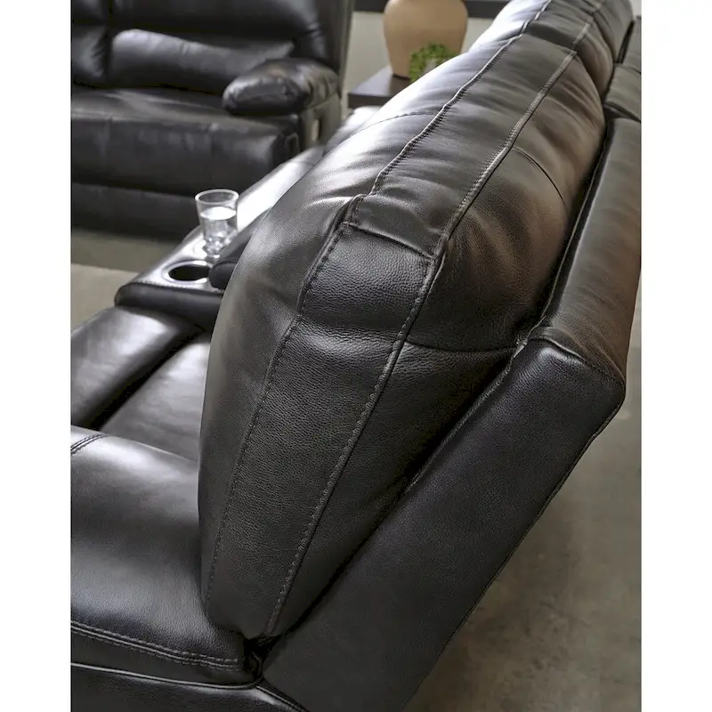 Signature Design by Ashley Mountainous Black Power Reclining Sofa - 85 W x 42 D x 42 H
