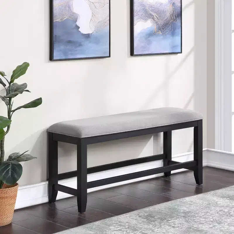 GDFStudio Nicole 47 W Modern Upholstered Fabric Hardwood Counter Bench