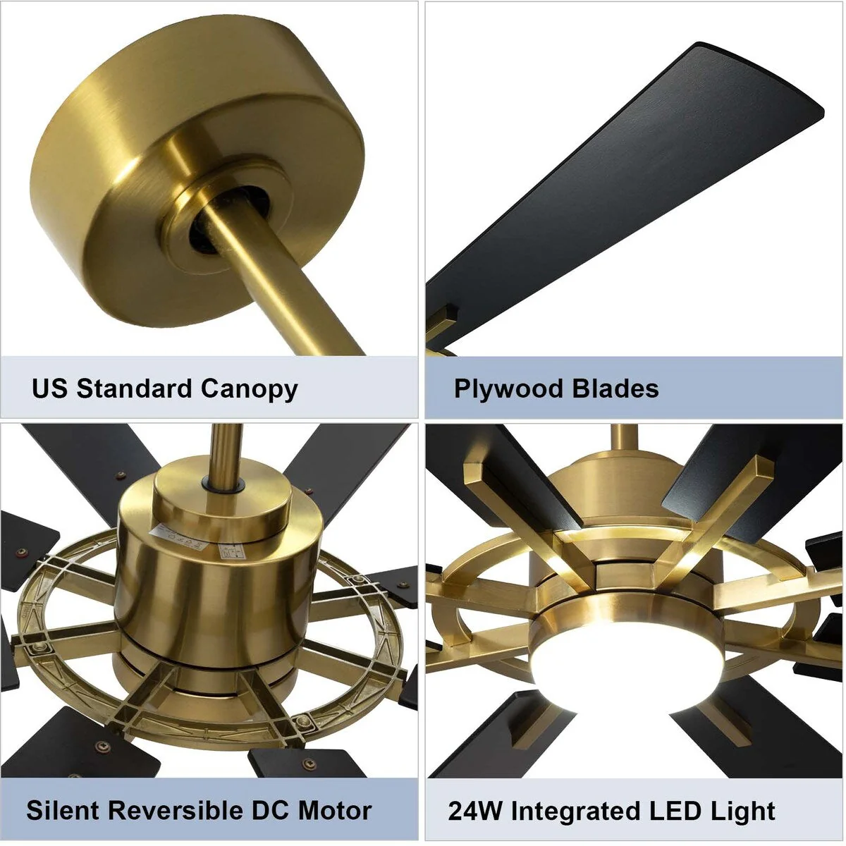 Remote Ceiling fan with Lights Large 8 Wooden Blades