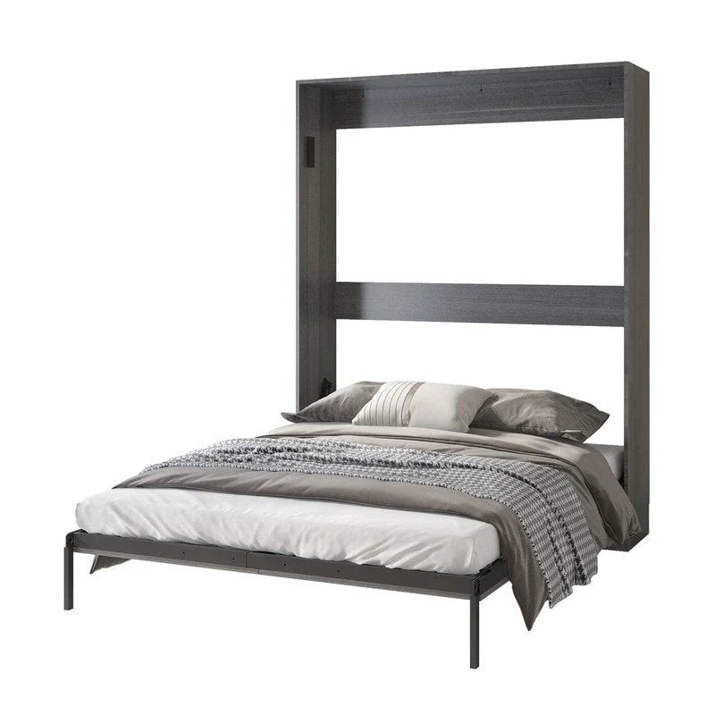 Mixoy Murphy Bed,Folding Wall Bed with 2 Side Cabinet Shelves