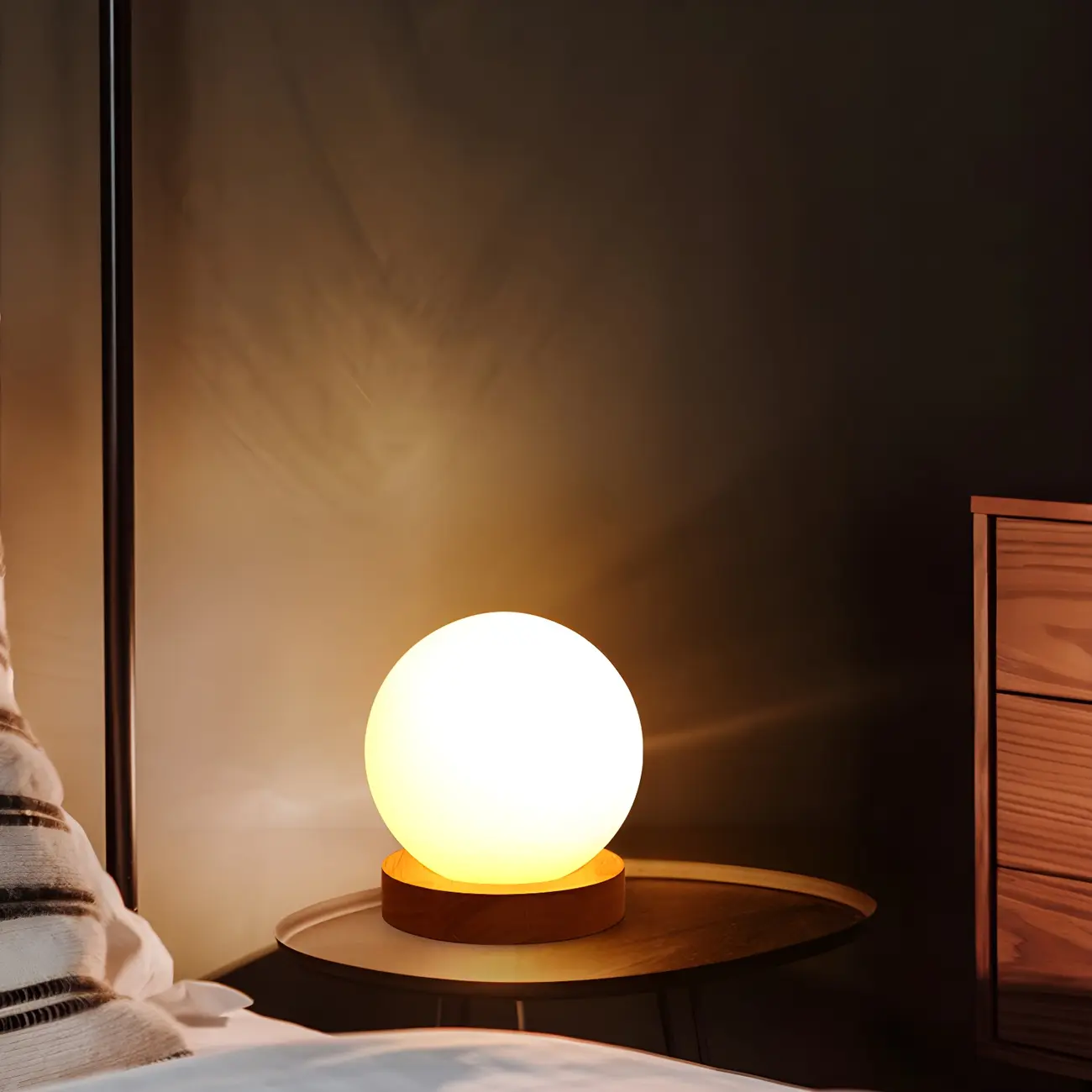 Creative House-Shaped Wooden Bedside Lamp