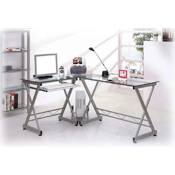 Tempered Glass L-Shaped Computer Desk