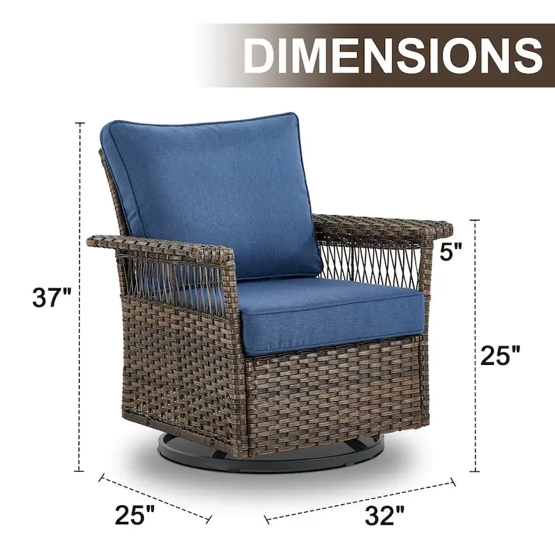 Gymojoy 3 Peices Patio Chairs with Coffee Table - Brown