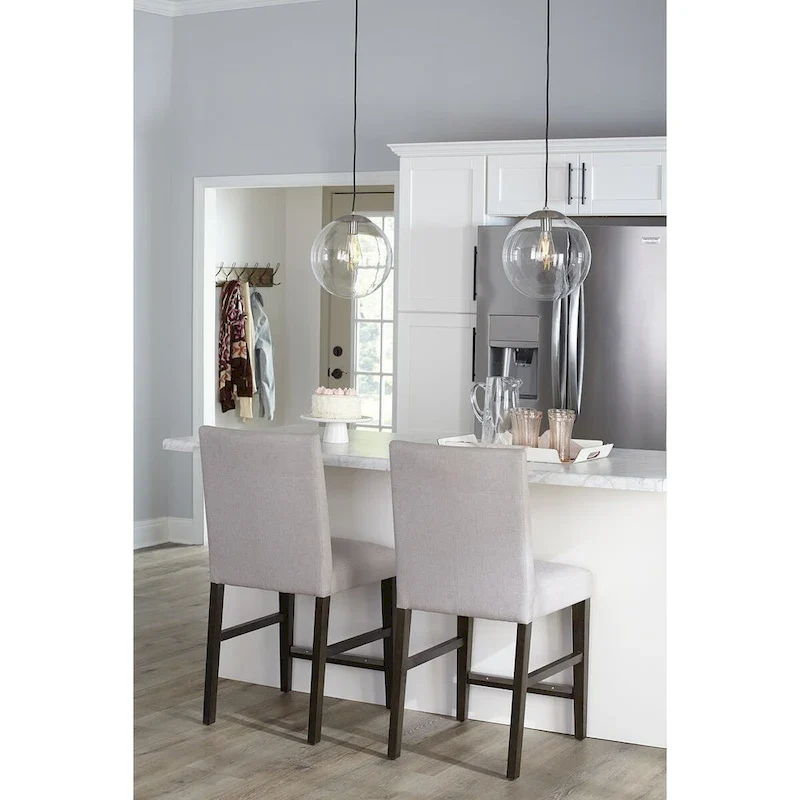 Atwell Collection 1-Light Clear Glass Brushed Nickel Large Pendant - 12 in x 12 in x 12.5 in
