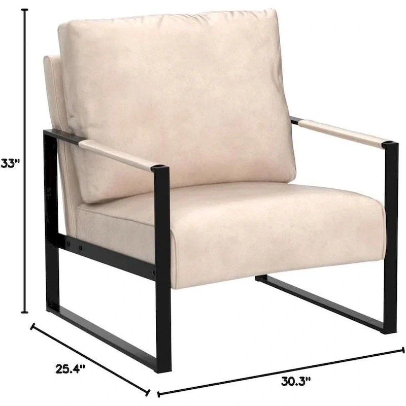 Microfiber Upholstery Metal Arms Chair