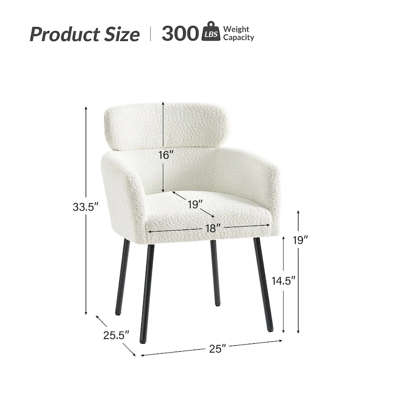 Amos Modern Boucle Dining Chair with Adjustment Feet by HULALA HOME