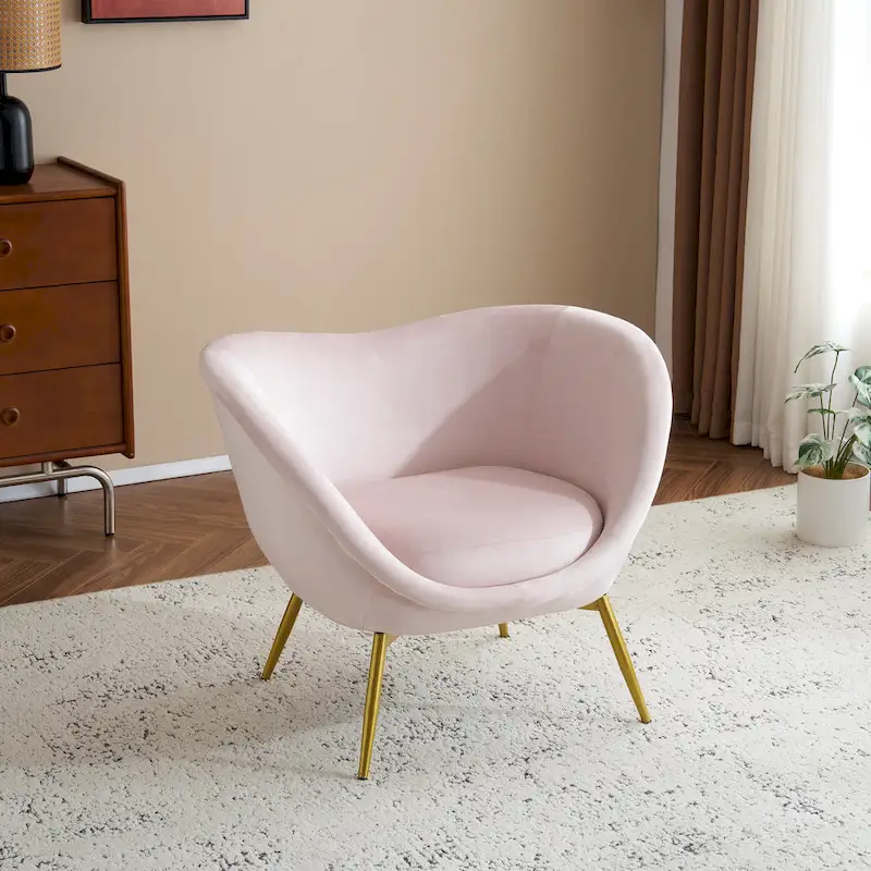 Christopher Knight Home - Eliana Modern Teddy Fabric Accent Chair with Curved Backrest and Gold Legs