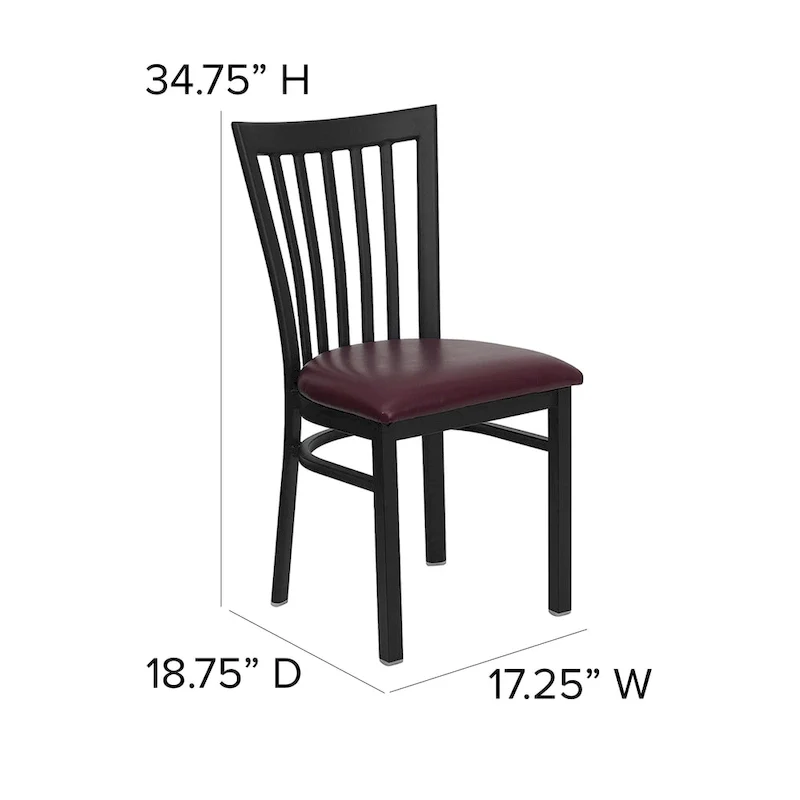 School House Back Metal Restaurant Chair - 17.25 W x 18.75 D x 34.75 H - 17.25 W x 18.75 D x 34.75 H