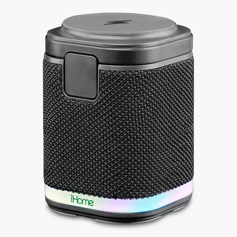 iHome Bluetooth Speaker with Wireless Charger and Night Light  Dark Gray (iPBT50DG)