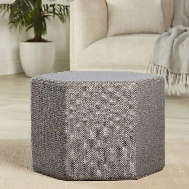 Rhodes Solid Gray Pouf/ Floor Pillow