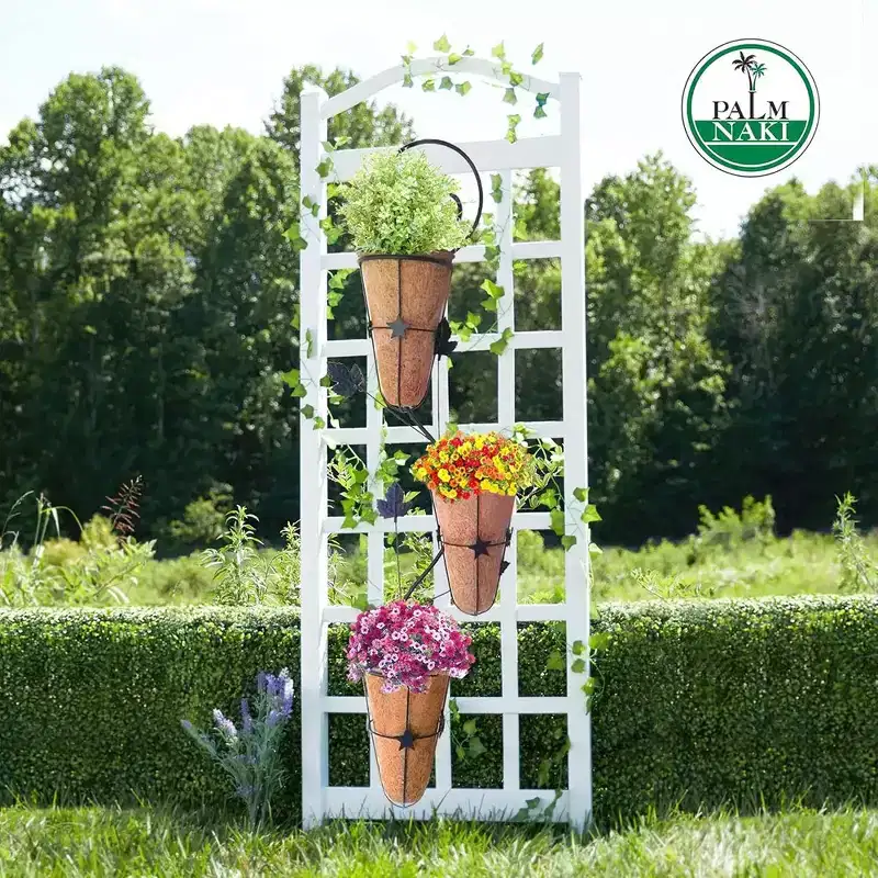Palm Naki Metal Planter Wall Accent with 3 Coconut Coir Baskets