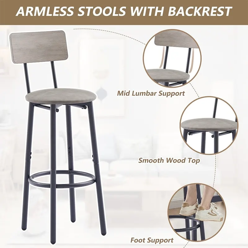 3 Pcs Dining Set, 2-Tier Round Bistro Bar Table & Upholstered Chair