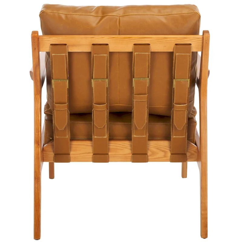 Caramel Fabric Accent Chair, Solid Wood Frame, Single Seat, 28