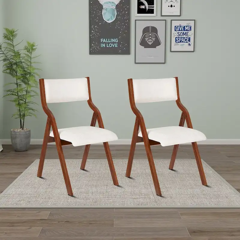 Vintage Fabric Upholstered Foldable Chairs, Set of 2