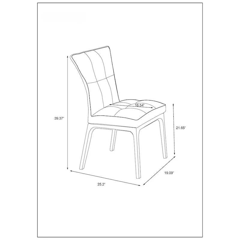 Somette Modern Tufted Side Chair with Solid Wood Frame, Set of 2