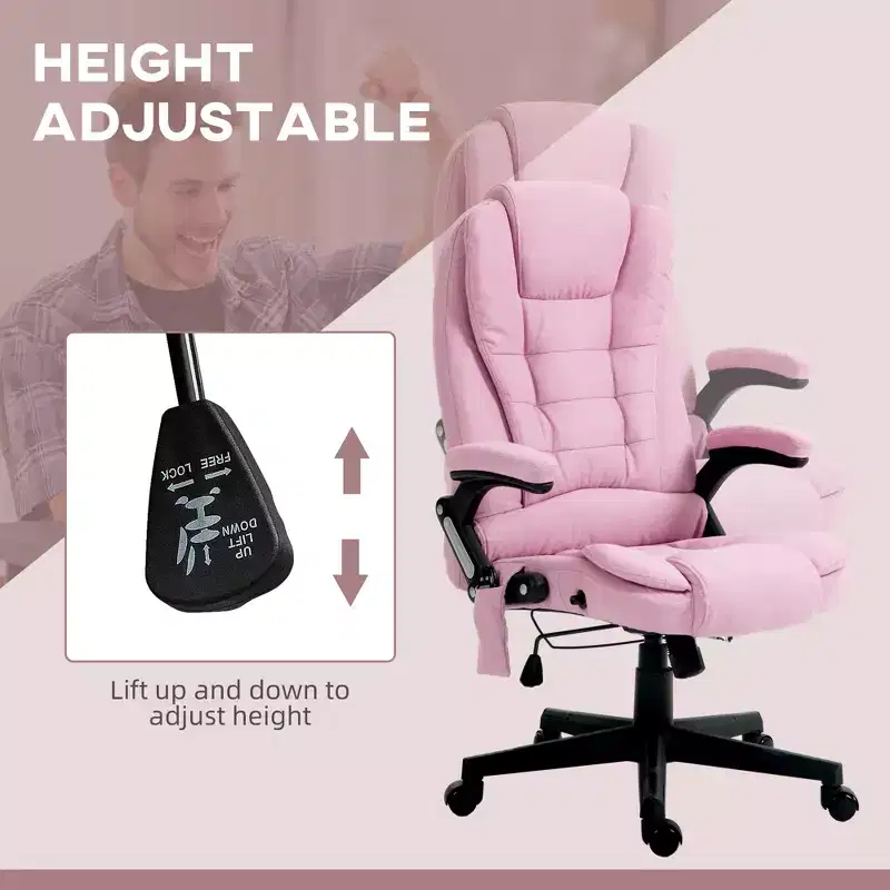 6 Point Vibrating Massage Office Chair with Heat, Linen High Back Massage Desk Chair with Reclining Backrest