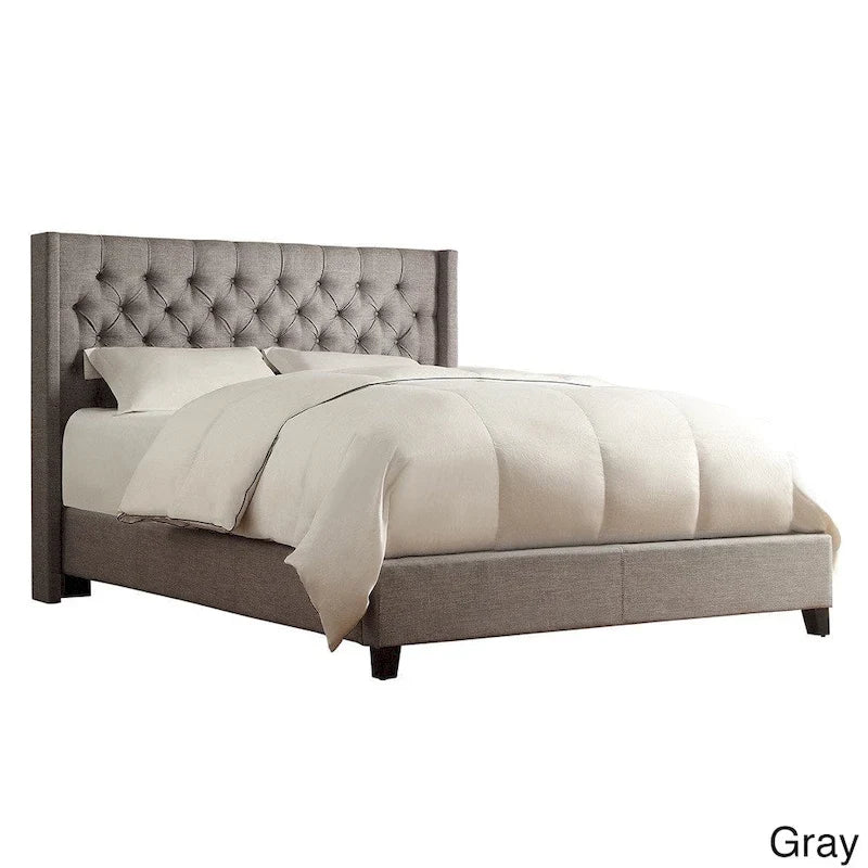 Naples Wingback Button Tufted Upholstered King Bed by iNSPIRE Q Artisan