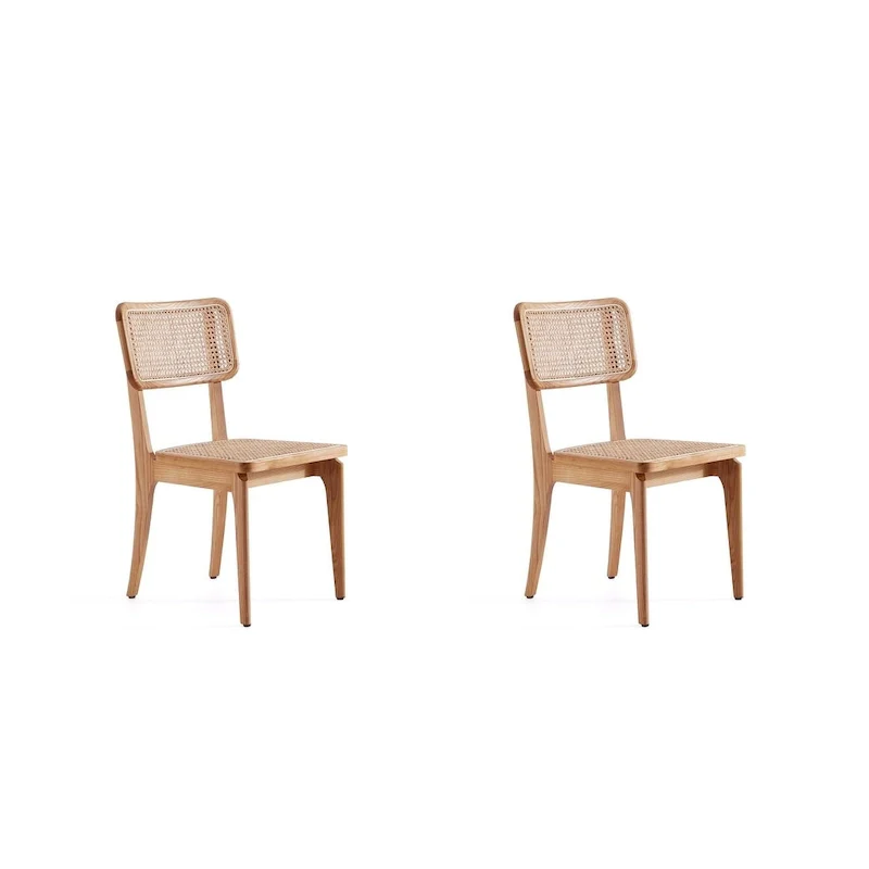 Rattan Cane Dining Side Chair with Ash Wood Frame