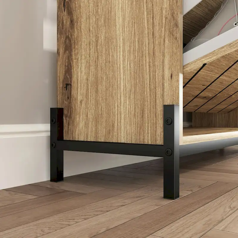 Modern Slim Shoe Cabinet with 3 Flip Drawers & Open Shelves