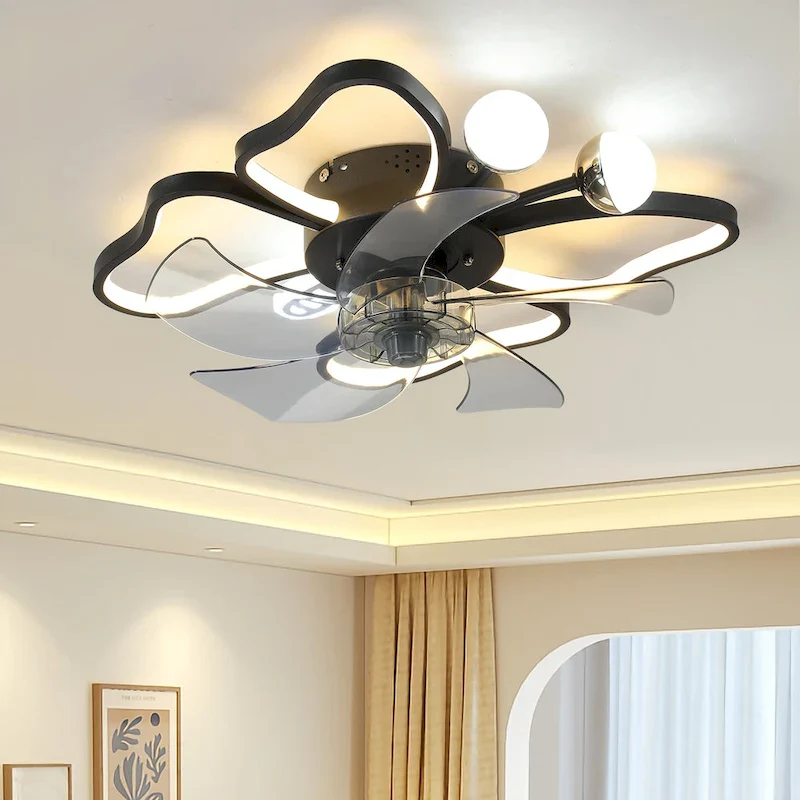Modern Butterfly Design Styling Black Ceiling Fan Light with Remote Control Timing Function, Noiseless, Children