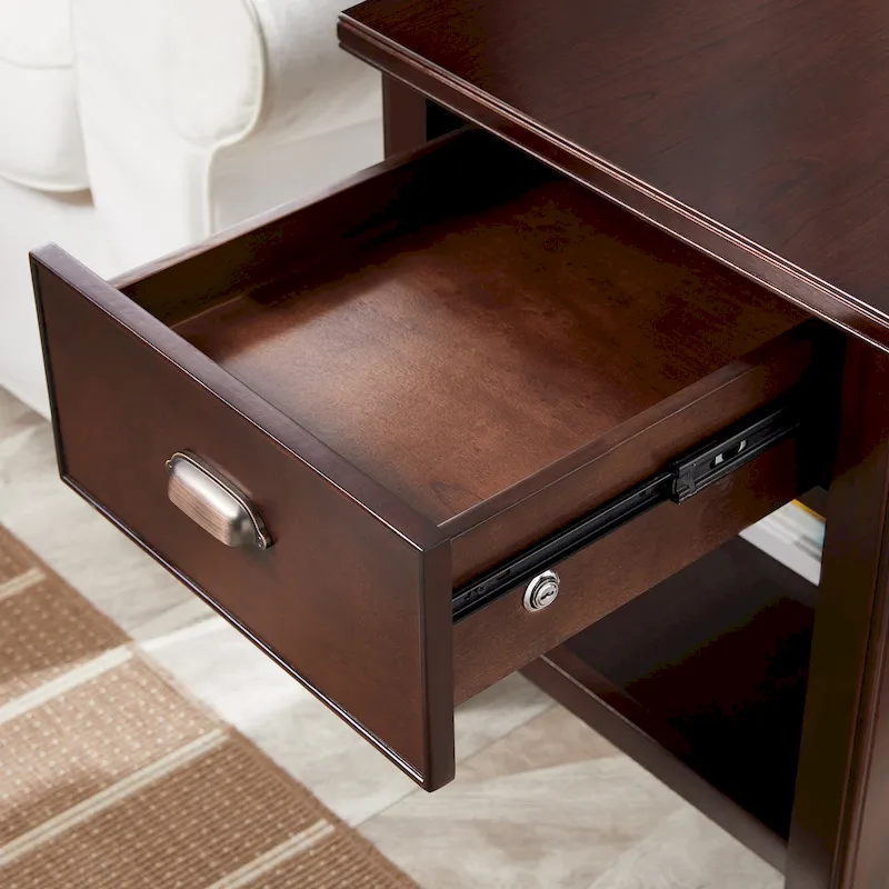 Laurent 20 in. Solid Wood End Table with Shelf and Drawer