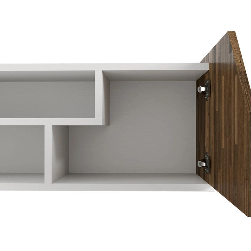 DH BASIC Transitional White 61-inch Two-tone 4-Shelf Floating TV Stand by Denhour