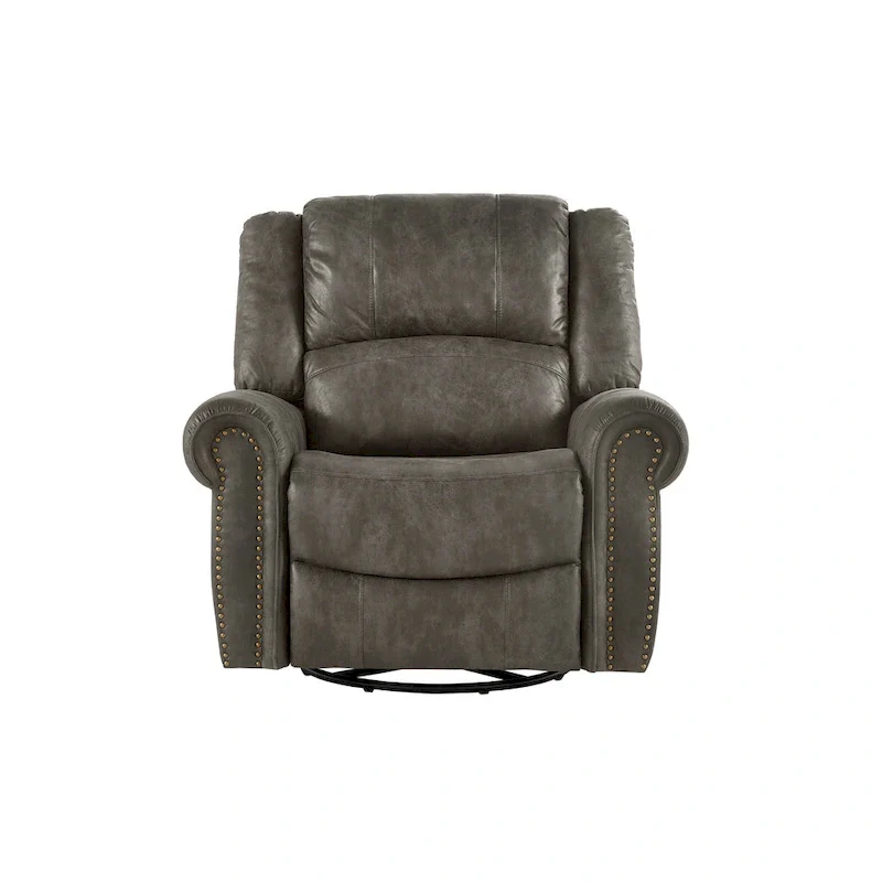 Polished microfiber rivet rotating gliding lounge chair
