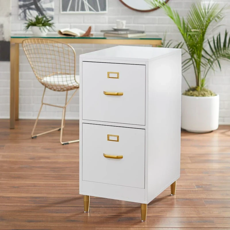2-Drawer Letter-Size File Cabinet with Gold Tone Handles