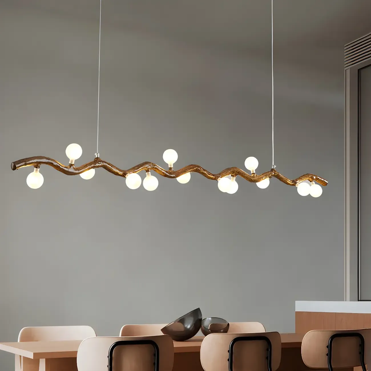 Modern Brown Glass Linear Island Pendant Light