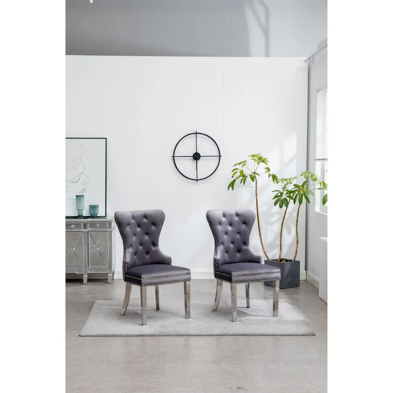 Roundhill Furniture Montura Tufted Velvet Chair (Set of 2)