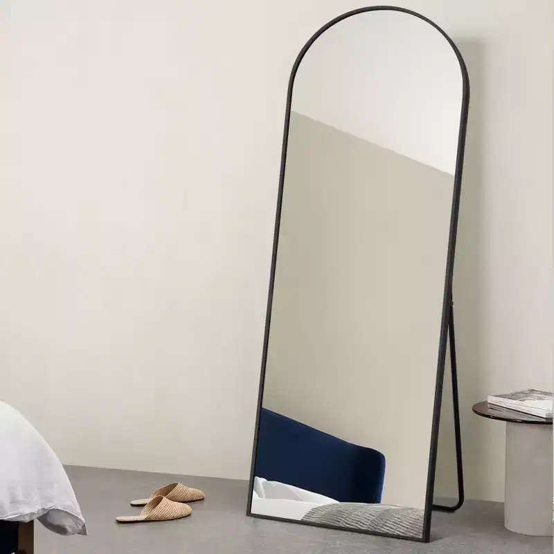 Dovelina Modern Metal Framed Arched Full Length Mirror Free Standing Mirror Large Wall Mirror