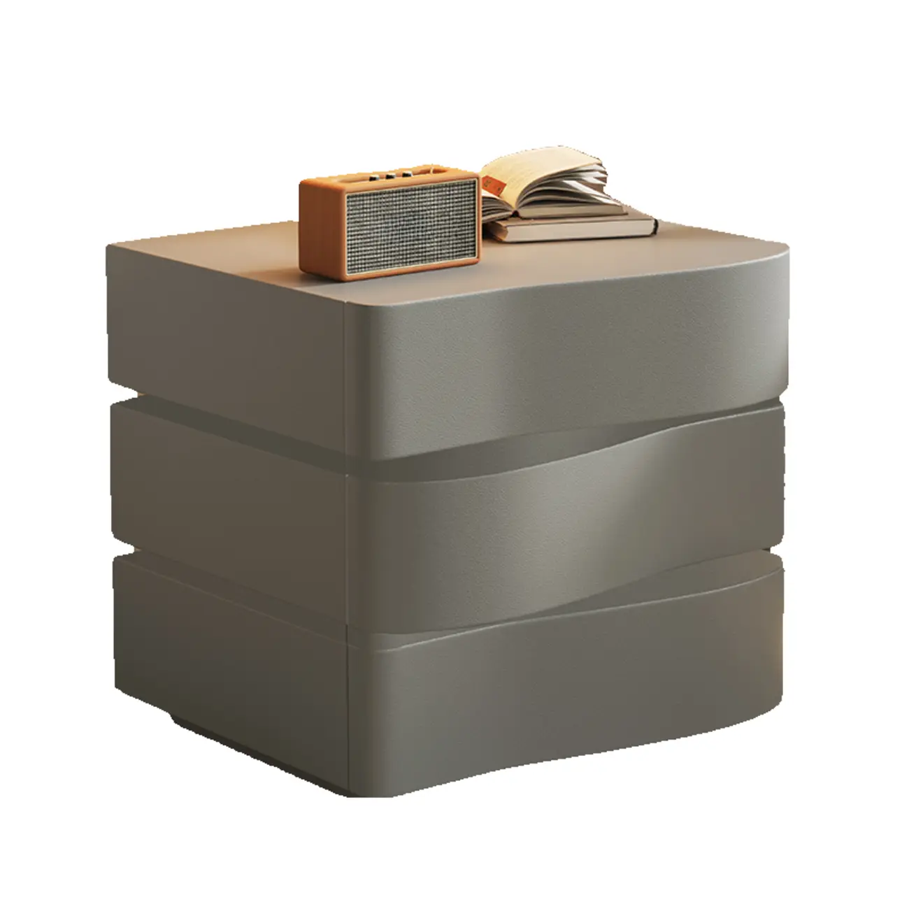 Stylish Black Wooden Wave 3 Drawers Nightstand