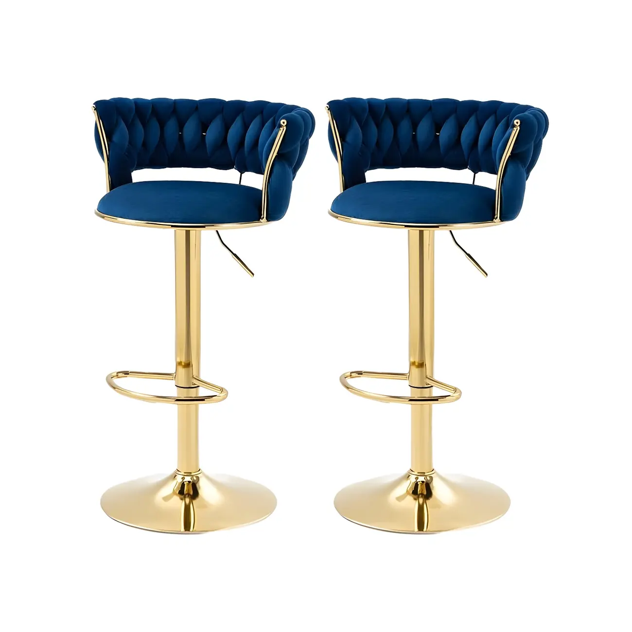 Gold Base Low Back Adjustable Swivel Bar Stool