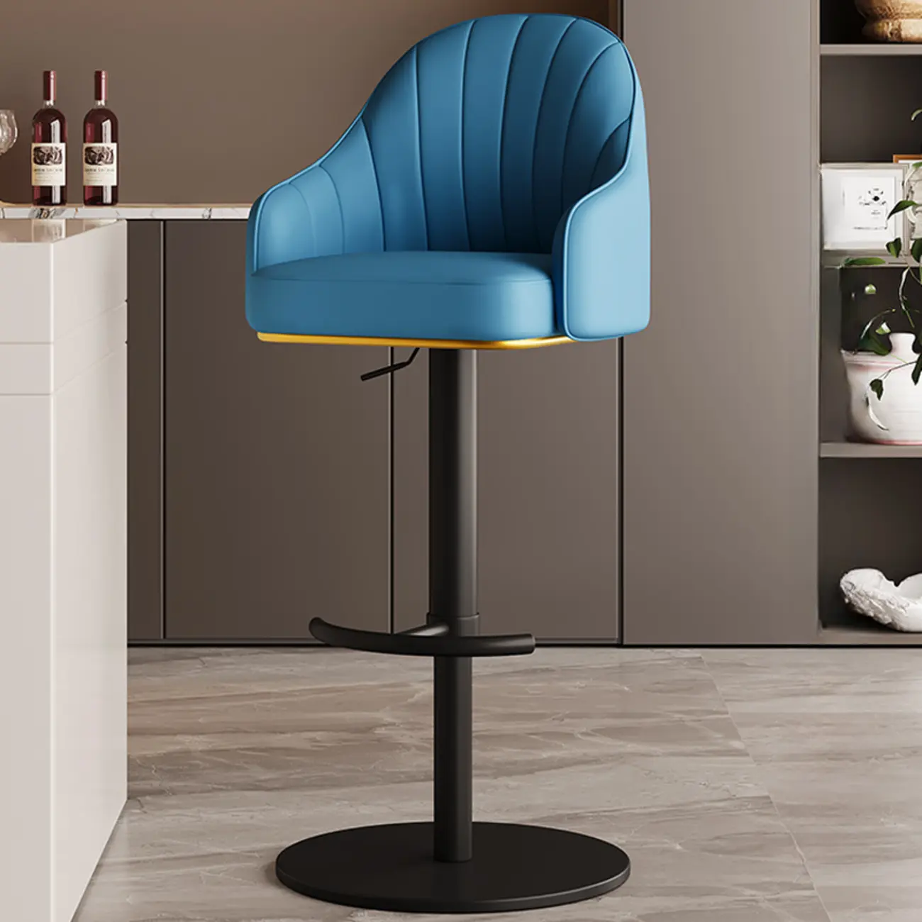 Low Back Adjustable Modern Leather Swivel Bar Stool