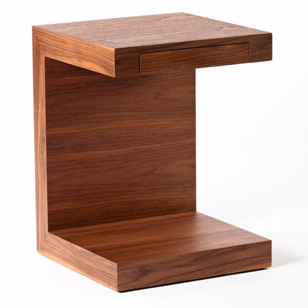 Aurelle Home Carson Wood C Shaped Accent Table