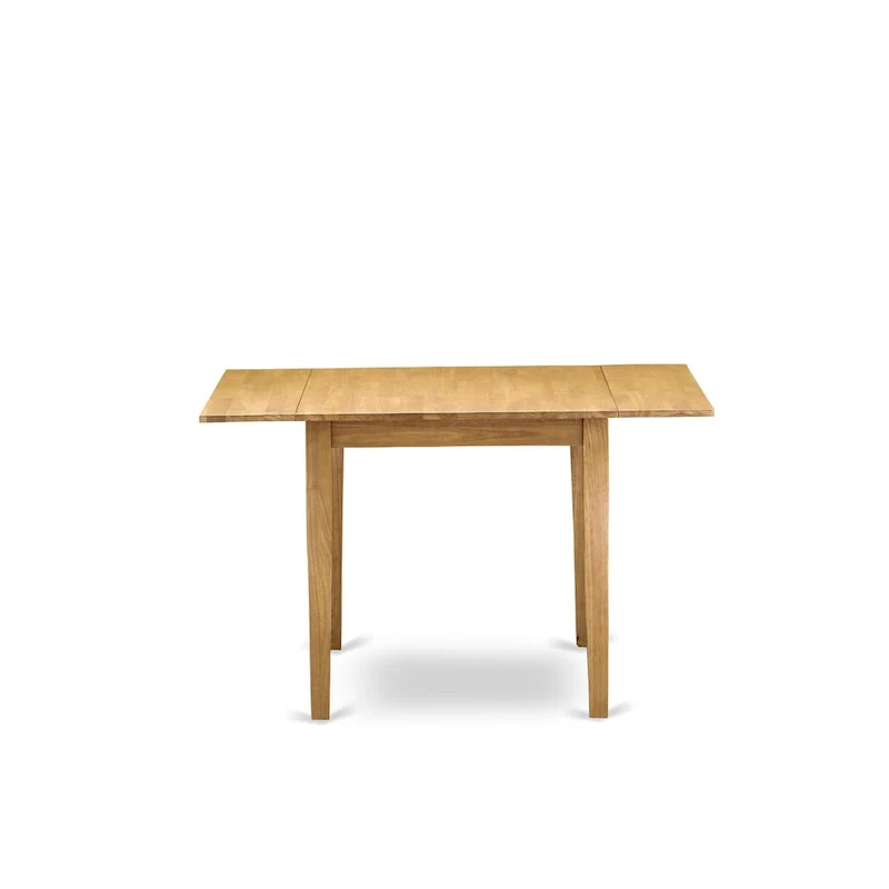 Drop Leaf Dining Table Set with Faux Leather Chairs, Oak