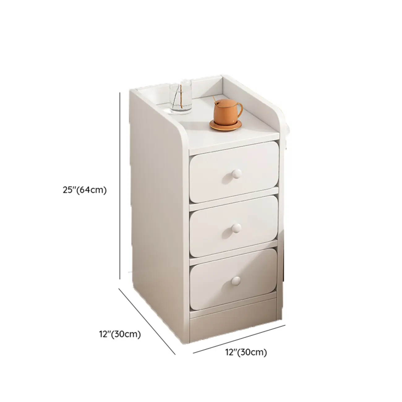 Simple White Natural Wood 2-Drawer Nightstand