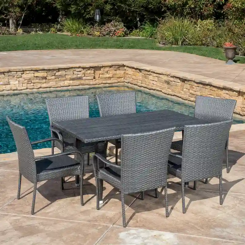Delani 7-piece Outdoor Wicker Dining Set by Christopher Knight Home