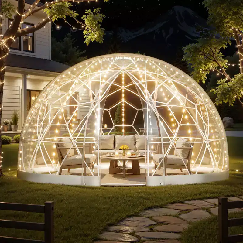 VEVOR Garden Dome Tent, 9.5 x 5.7 ft Outdoor Clear Bubble Tent for 2-4 Person, Weatherproof Geodesic Dome Greenhouse with Window, Transparent