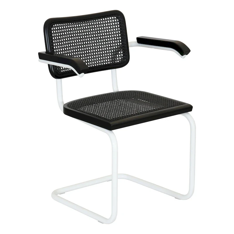 Breuer Chair Company Marcel Breuer Cesca Cane Cantilever Armchair Arm Chair w/ White Steel Frame (Various Wood & Cane Colors)